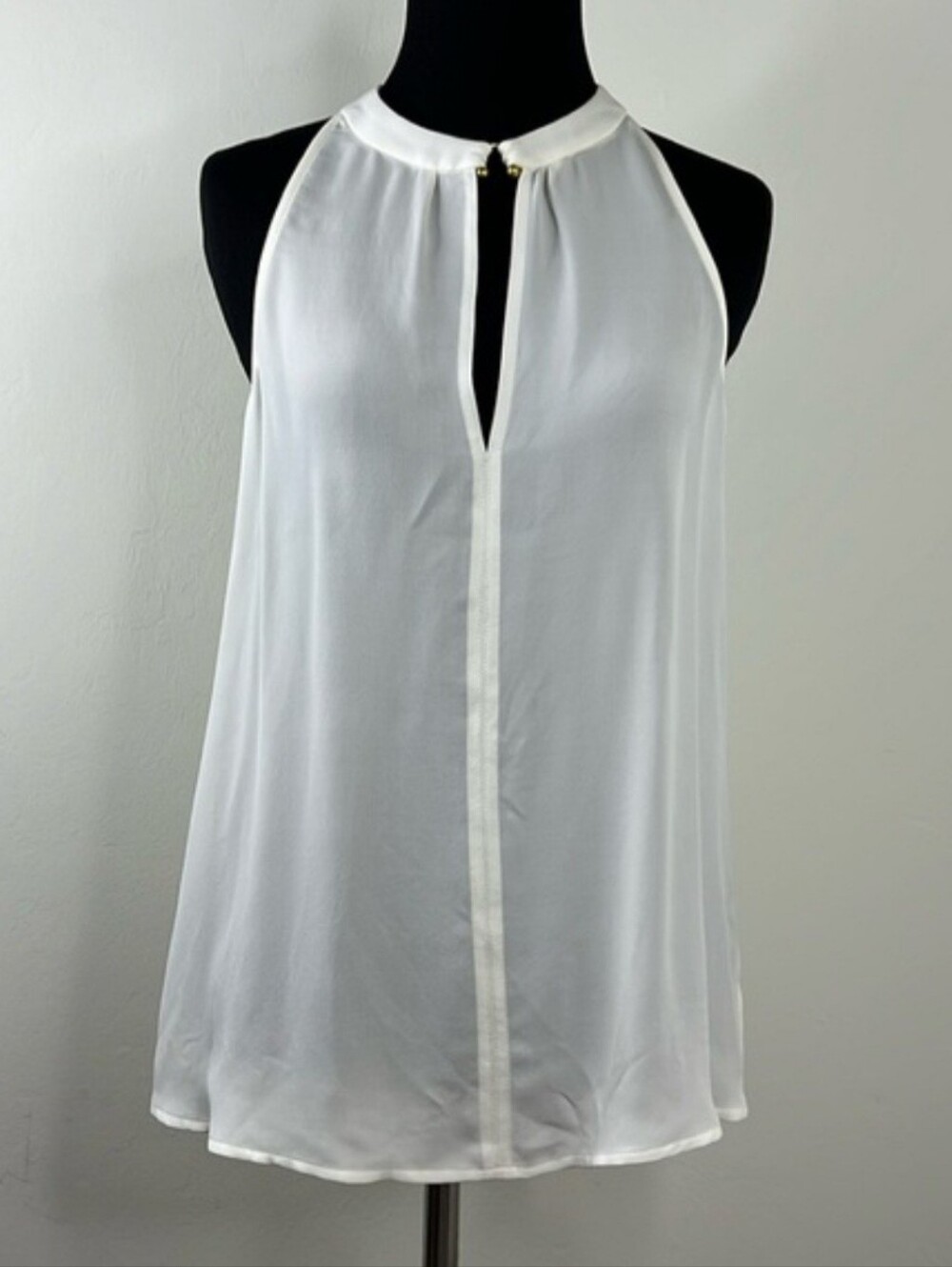 A.L.C. Ivory White Moran Horseshoe Emblem Silk Sleeveless Blouse 4